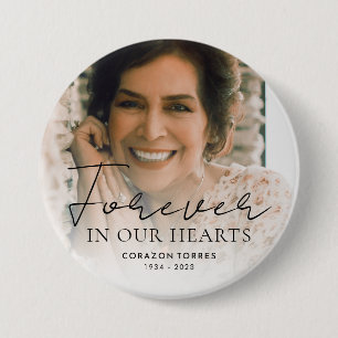 Für immer in unserem Hearts Memorial Foto Beerdigu Button