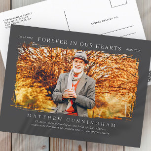 Für immer in unserem Hearts Memorial Modern Simple Postkarte