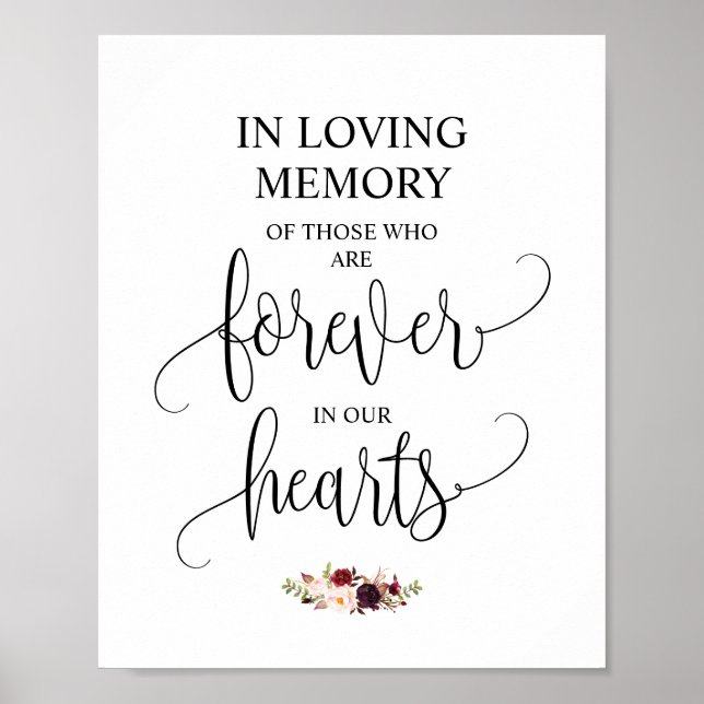 Für immer in unserem Hearts Memorial Sign v13 Poster (Vorne)