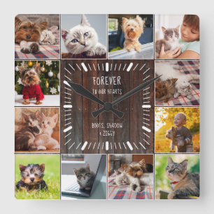 Für immer in unserem Hearts Pet Keepake Foto Coll Quadratische Wanduhr