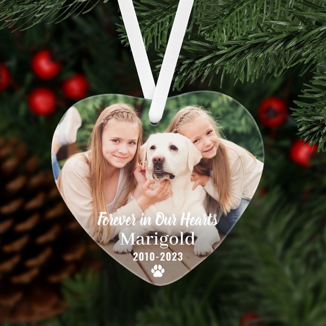 Für immer in unserem Hearts Pet Memorial Foto Keep Ornament (Von Creator hochgeladen)