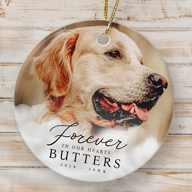 Für immer in unserem Hearts Pet Memorial Modernes  Keramik Ornament (Von Creator hochgeladen)