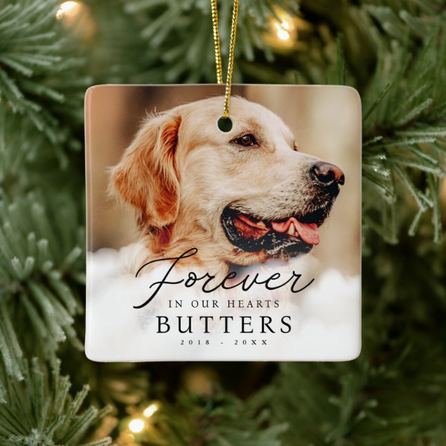 Für immer in unserem Hearts Pet Memorial Modernes  Keramikornament (Baum)