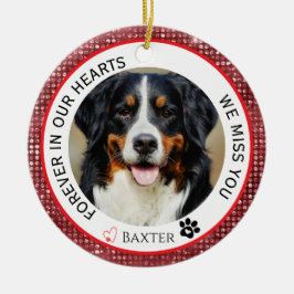 Für immer in unserem Hearts Pet Memorial Red Keramik Ornament