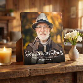 Für immer in unserem Hearts Typografy Memorial Fot Fotoplatte