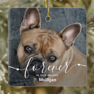 Für immer in unserem Herz Black Dog Foto Pet Memor Keramikornament