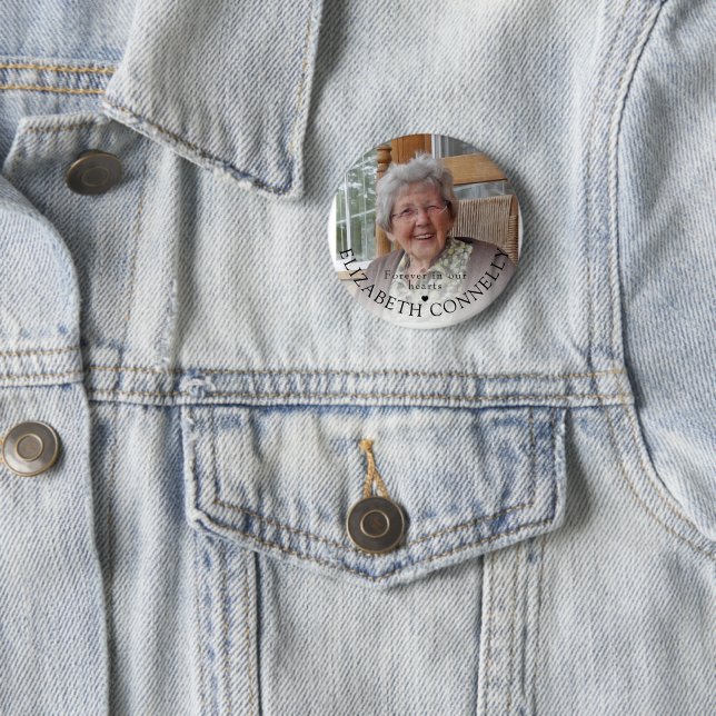 Für immer in unserem Herz Fotografen Gedenkfeier Button (Beispiel)