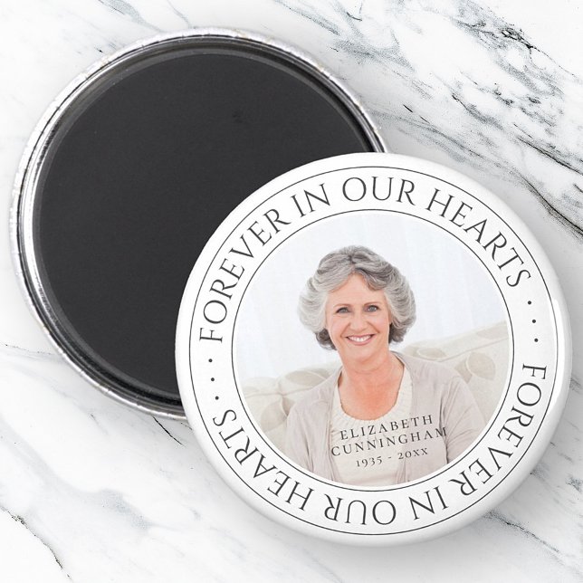 Für immer in unserem Herz Memorial Elegantes Foto Magnet (Von Creator hochgeladen)