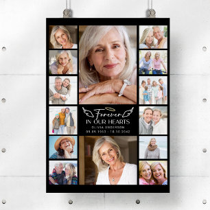 Für immer in unserem Herz Multi Foto Collage Memor Poster