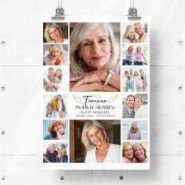 Für immer in unserem Herz Multi Foto Collage Memor Poster