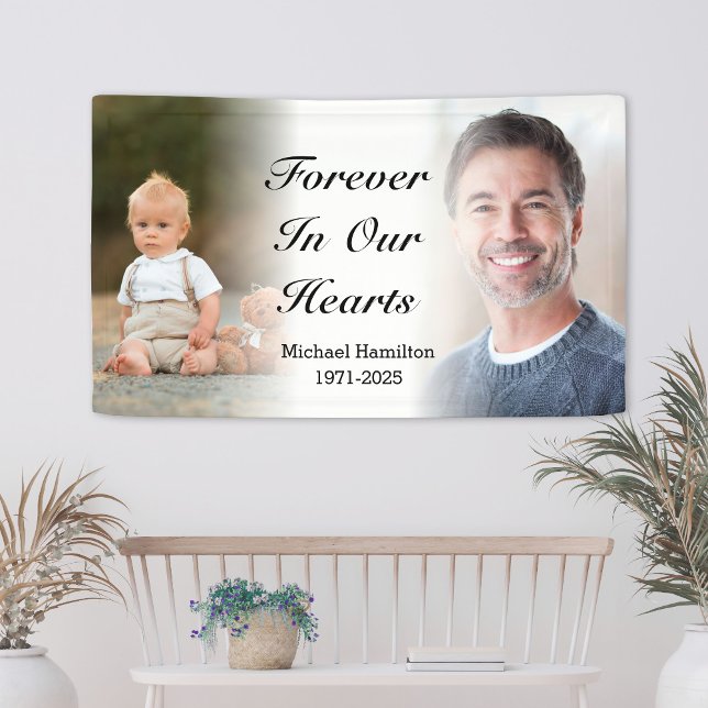 Für immer in unserem Herz Personalisiert Memorial  Banner (Forever In Our Hearts Personalized Memorial Photo Banner
)