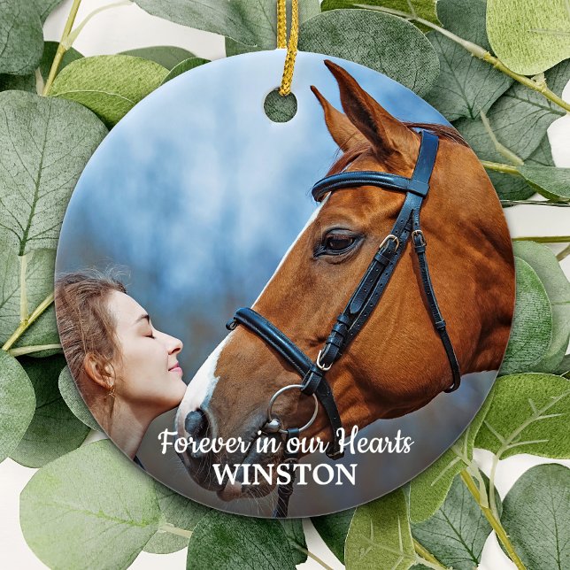 Für immer in unserem Herz Pferd Foto Pet Memorial Keramik Ornament (Von Creator hochgeladen)