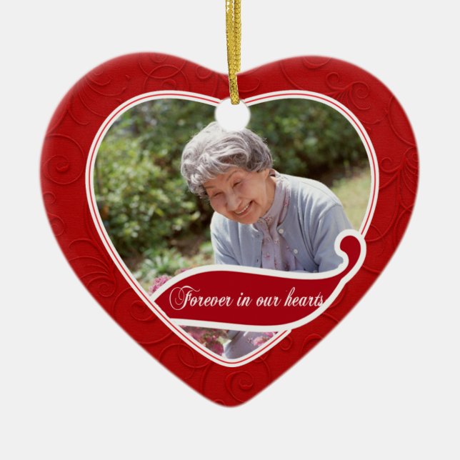Für immer in unserem Herz-Weihnachten Keramik Ornament (Vorne)