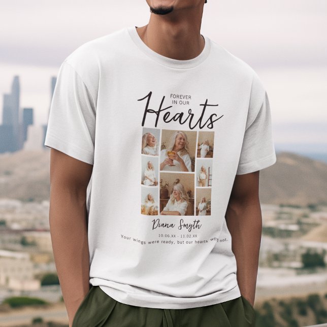 Für immer in unserem Herzen | 8 Foto Collage Memor T-Shirt (Von Creator hochgeladen)