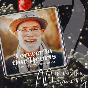 Für immer in unserem Herzen Elegantes Foto-Gedenkm Ornament Aus Metall