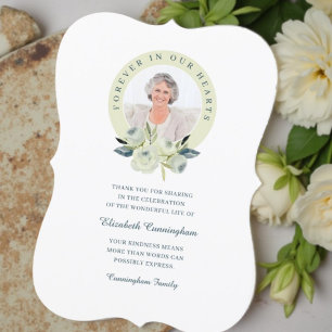 Für immer in unserem Herzen florales Foto Gedenkma Dankeskarte