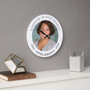 Für immer in unserem Herzen Foto Beerdigungsdenkma Große Wanduhr