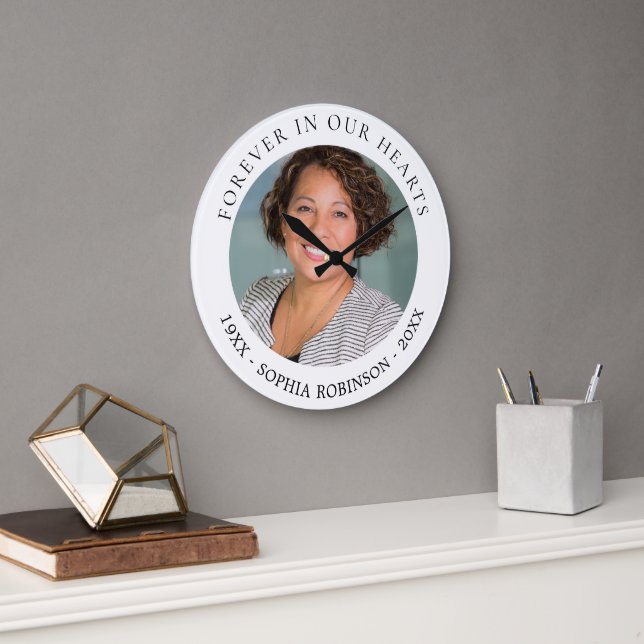Für immer in unserem Herzen Foto Beerdigungsdenkma Große Wanduhr (Büro)