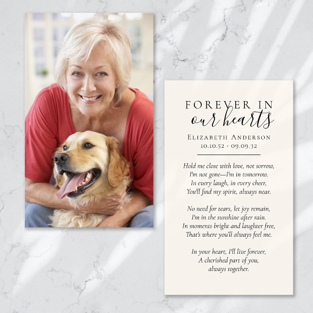 Für immer in unserem Herzen Foto Beerdigungskarte (Von Creator hochgeladen)