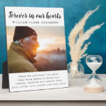 Für immer in unserem Herzen Foto Gedicht Tribut Fotoplatte<br><div class="desc">Beautiful foto keepsake easel frame that reads "Forever in our hearts" featuring your loved one fotograph,  name and poem.</div>