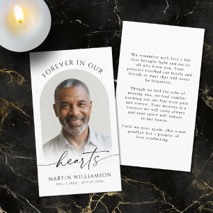 Für immer in unserem Herzen Foto Moderne Gebetskar Visitenkarte