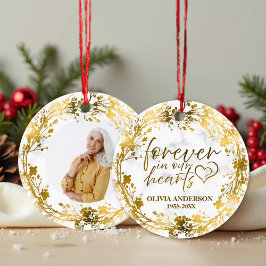 Für immer in unserem Herzen Gold Foil Foto Memoria Keramik Ornament