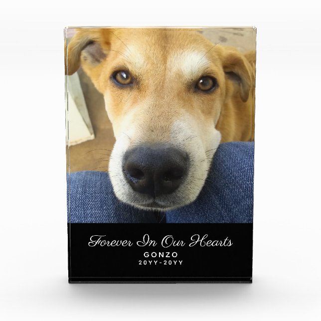 Für immer in unserem Herzen Hunde-Gedenkname Fotoblock (Vorderseite)