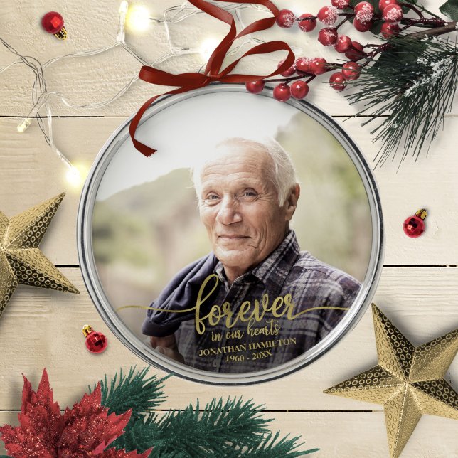 Für immer in unserem Herzen Personalisiertes Foto  Ornament Aus Metall (Von Creator hochgeladen)