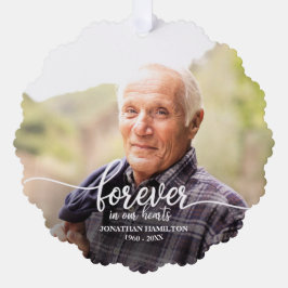 Für immer in unserem Herzen Personalisiertes Foto  Ornament Karte