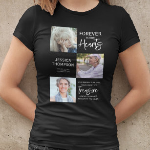 Für immer in unseren Herzen 3 Foto Collage Beerdig T-Shirt