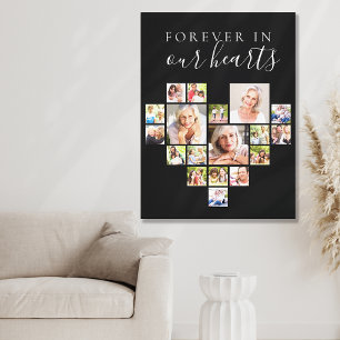 Für immer in unseren Herzen Foto Collage Schwarz Leinwanddruck