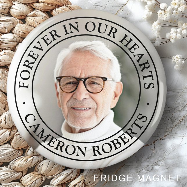 Für immer in unseren Herzen Gedenkstätte voller Fo Magnet (Forever in our hearts memorial full photo elegant magnet)