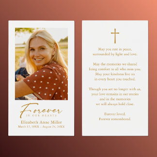 Für immer in unseren Herzen Goldkreuz Beileidskart