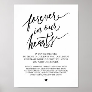Für immer in unseren Herzen Hochzeit Gedenktisch S Poster