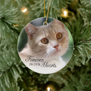 Für immer in unseren Herzen Katzenfoto Keramik Ornament