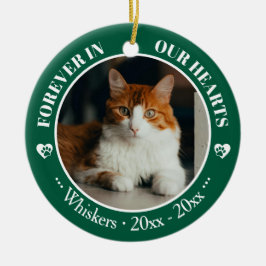 Für immer in unseren Herzen Katzenfoto- und Namens Keramik Ornament