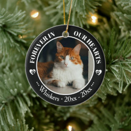 Für immer in unseren Herzen Katzenfoto- und Namens Keramik Ornament