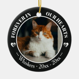 Für immer in unseren Herzen Katzenfoto- und Namens Keramik Ornament