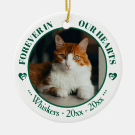 Für immer in unseren Herzen Katzenfoto- und Namens Keramik Ornament