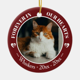 Für immer in unseren Herzen Katzenfoto- und Namens Keramik Ornament