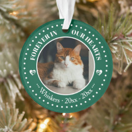 Für immer in unseren Herzen Katzenfoto- und Namens Ornament