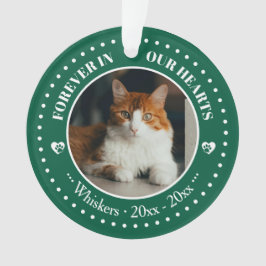 Für immer in unseren Herzen Katzenfoto- und Namens Ornament