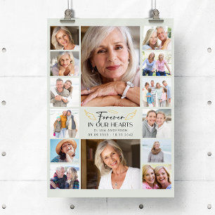 Für immer in unseren Herzen Multi-Foto-Collage-Ged Poster