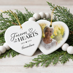 Für immer in unseren Herzen Oma Herz Foto Gedenk Keramik Ornament