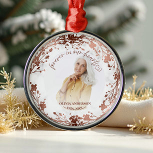 Für immer in unseren Herzen Personalisiertes Foto Ornament Aus Metall