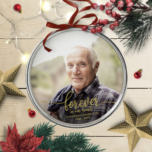 Für immer in unseren Herzen Personalisiertes Foto- Ornament Aus Metall