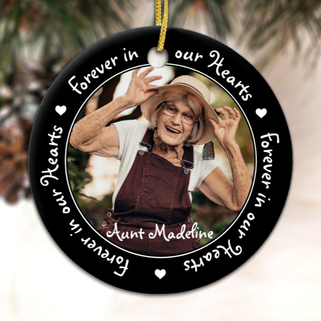 Für immer in unseren Herzen Schwarzes Foto Memoria Keramik Ornament (Von Creator hochgeladen)