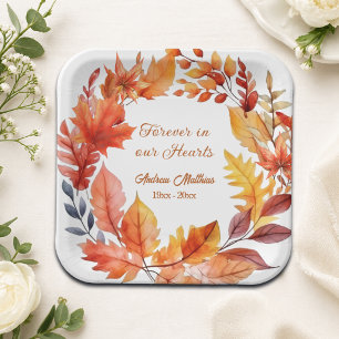 Für immer in unseren Herzen Trauer Herbst Blumen Pappteller