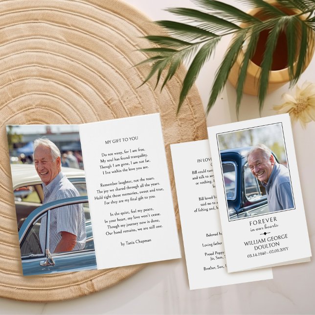 Für immer in unserer Foto-Gedenkkarte (Memorial Prayer Card with photos, poem and mini eulogy - by Darling & May)