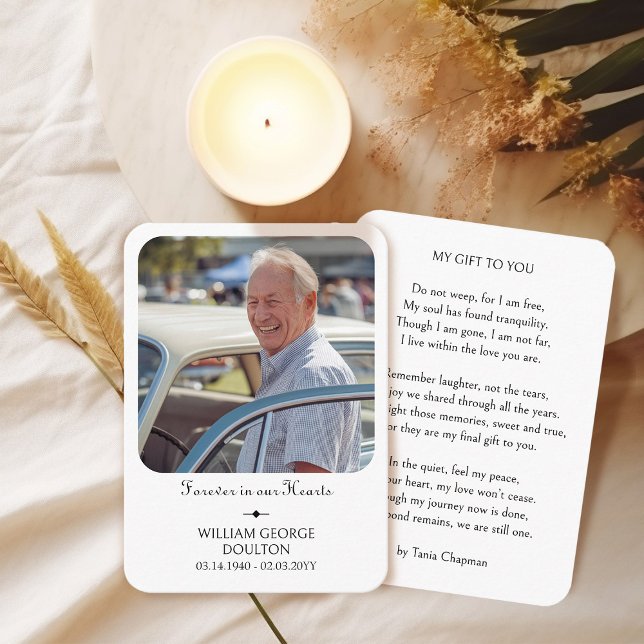 Für immer in unserer Hearts Foto Memorial Handout  Begleitkarte (Photo Memorial Handout Card with Verse by Darling & May)